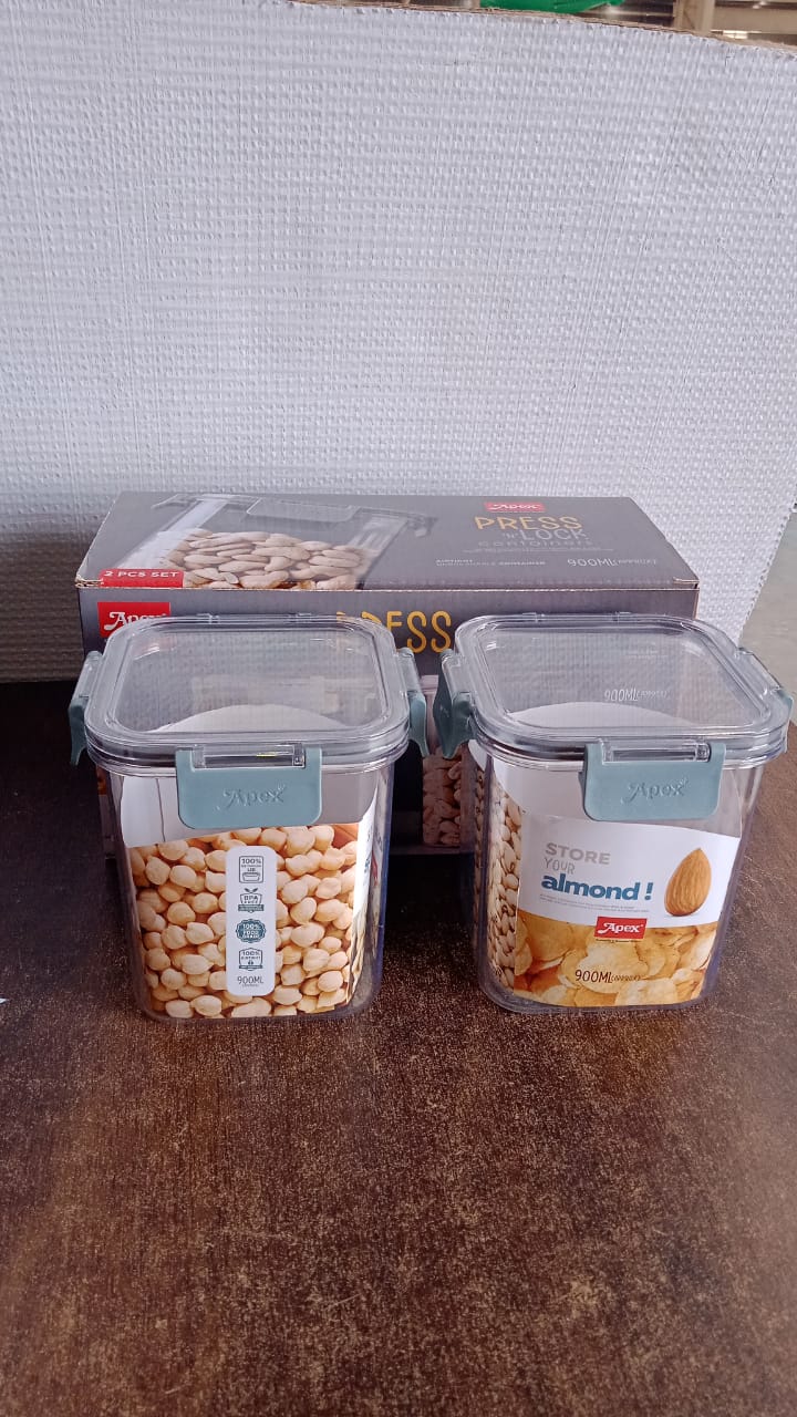 Apex Press N’ Lock Airtight Food Storage Container Set (2Pc/900ml) Approx Apex Press N’ Lock Airtight Food Storage Container Set (2Pc/900ml) Approx